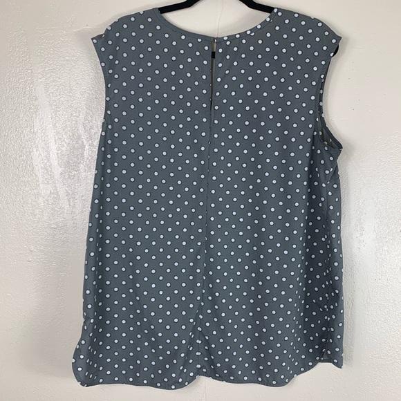 Merona gray short sleeve blouse white polka dots - Picture 2 of 6
